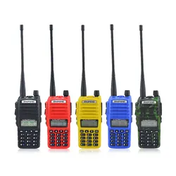 Baofeng UV-82 워키토키, 듀얼 밴드 듀얼 PTT 스위치, FM 양방향 라디오, 헤드셋 포함, 5W, 128Ch VHF136-174MHz UHF400-520MHz