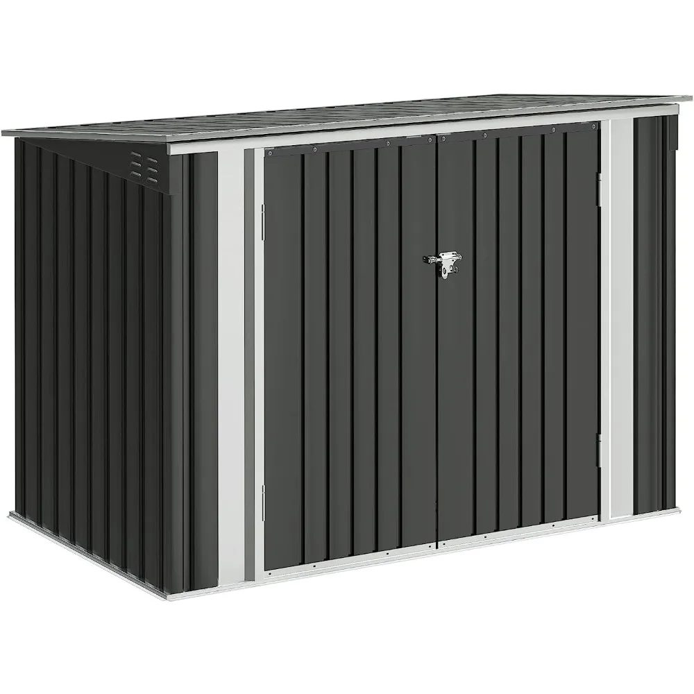 

Outdoor Storage Shed, 5.8 x 3.3 FT Metal Trash Shed Waterproof Outside Storage, with Lid Chain Hydraulic Gas Rod