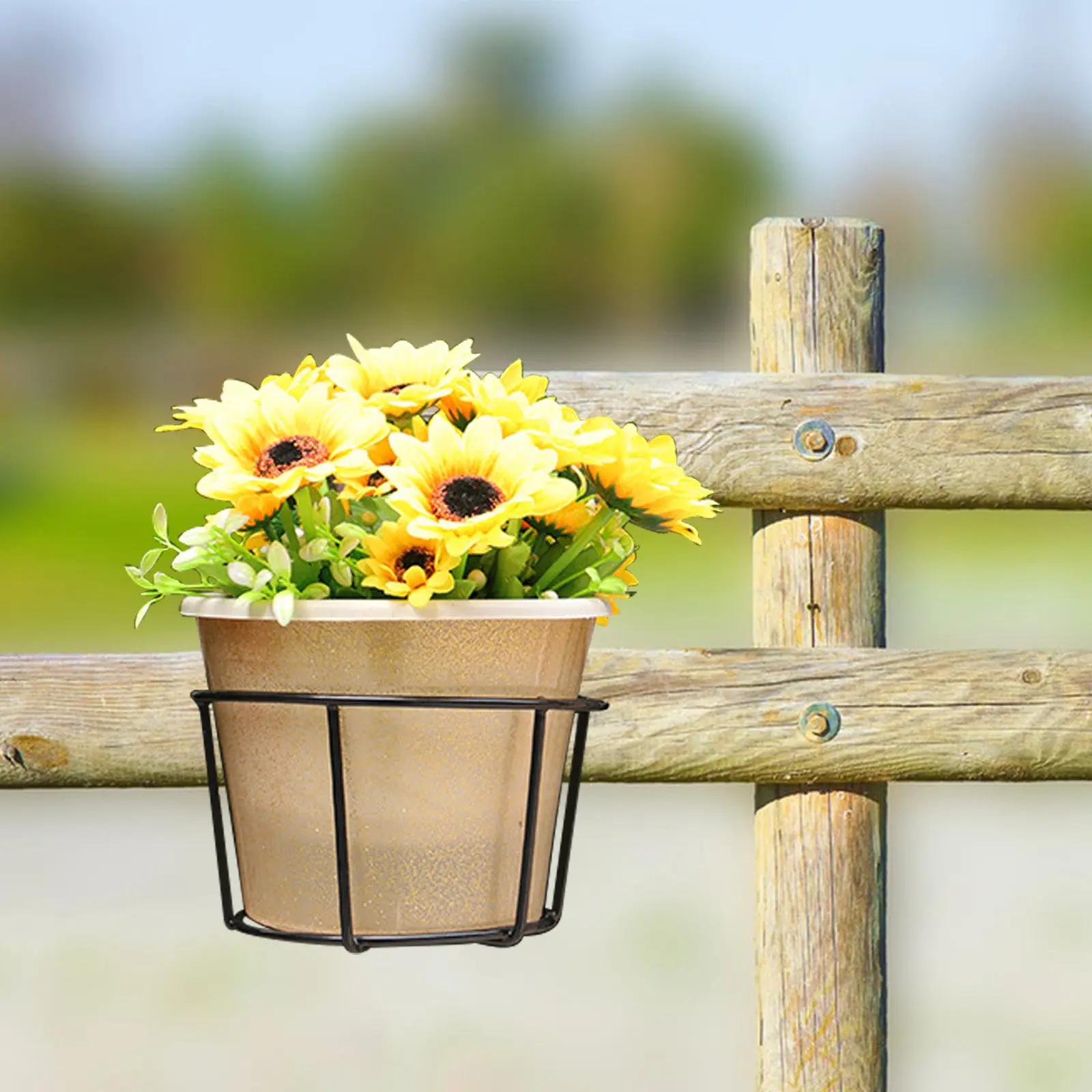 3Pcs Round Hanging Flower Pot Holder Sturdy Balcony Plant Basket Railing Planter Pot for Home Office Garden Decoration