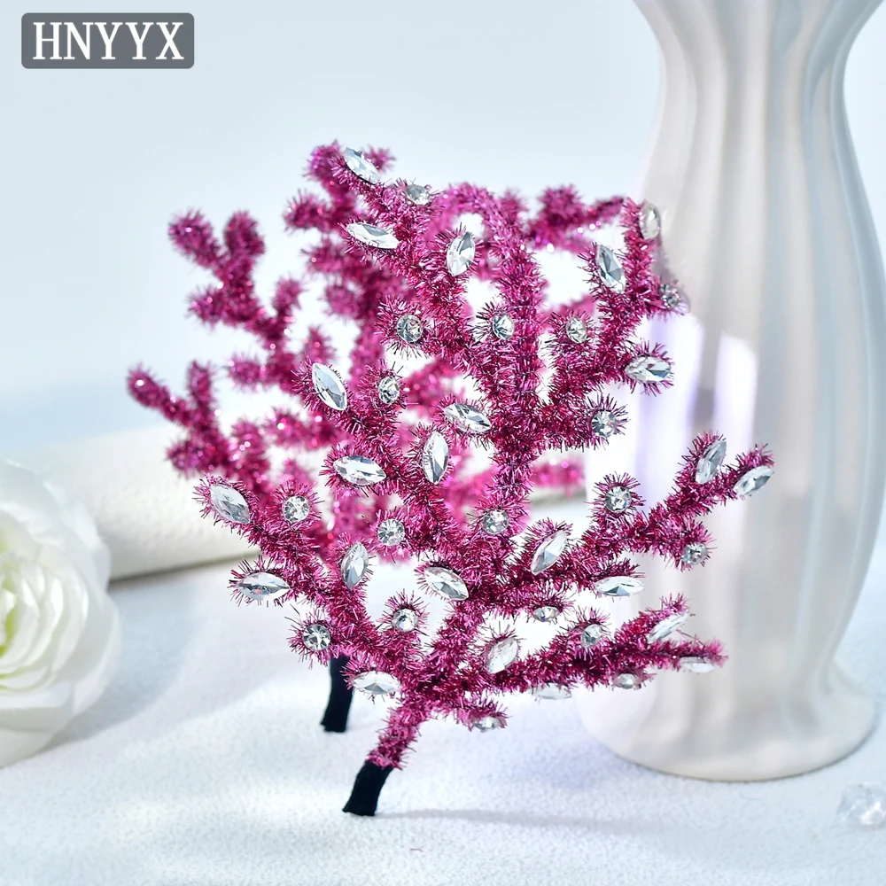 

HNYYX New Fashion Hair Accessories Pink Pipe Cleaner‌ Headband Elegant Handmade Headpiece Atmosphere Bridal Headdress A369
