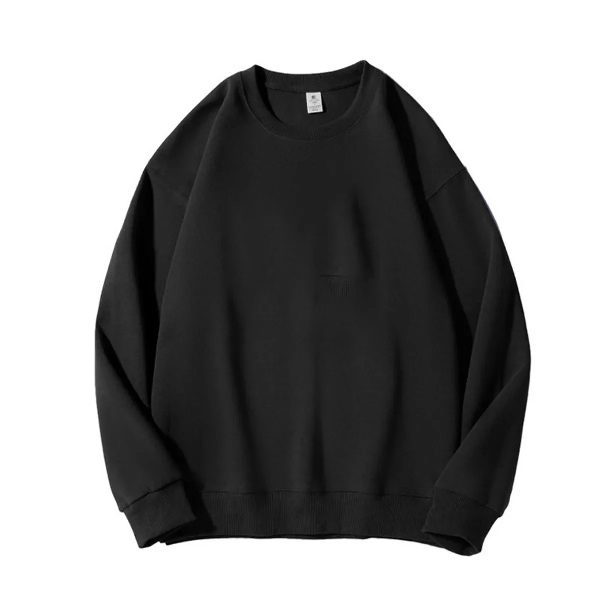 Camisa Masculina Casual Solta de Manga Longa para Primavera e Outono, Gola Redonda, Cor Sólida, Camisetas de Manga Longa, Novas Roupas Masculinas em P