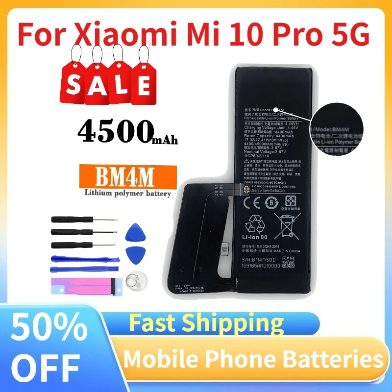 

High Qulity 4500mAh BM4M Mobile Phone Battery For Xiaomi Mi 10 Pro 5G For Xiaomi 10Pro Mi 10 5G Phone Replacement Batteries