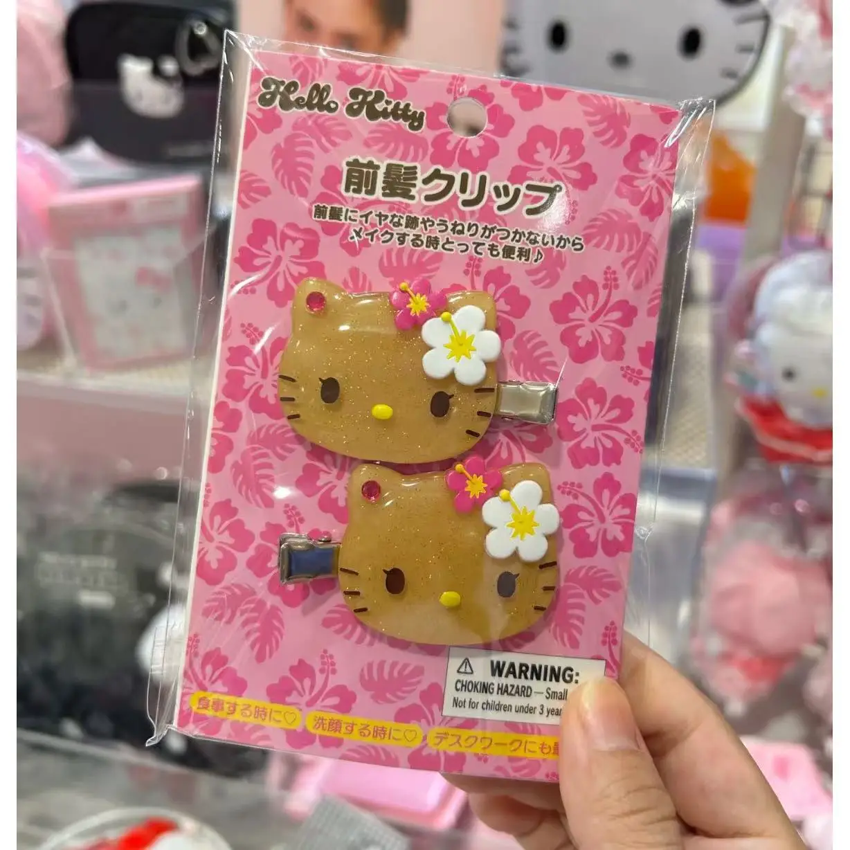 Fashion Sanrio Summer Hawaiian Black Leather Kitty Hair Clip Cute Girly Hello Kitty Side Hair Card Clip Jewelry