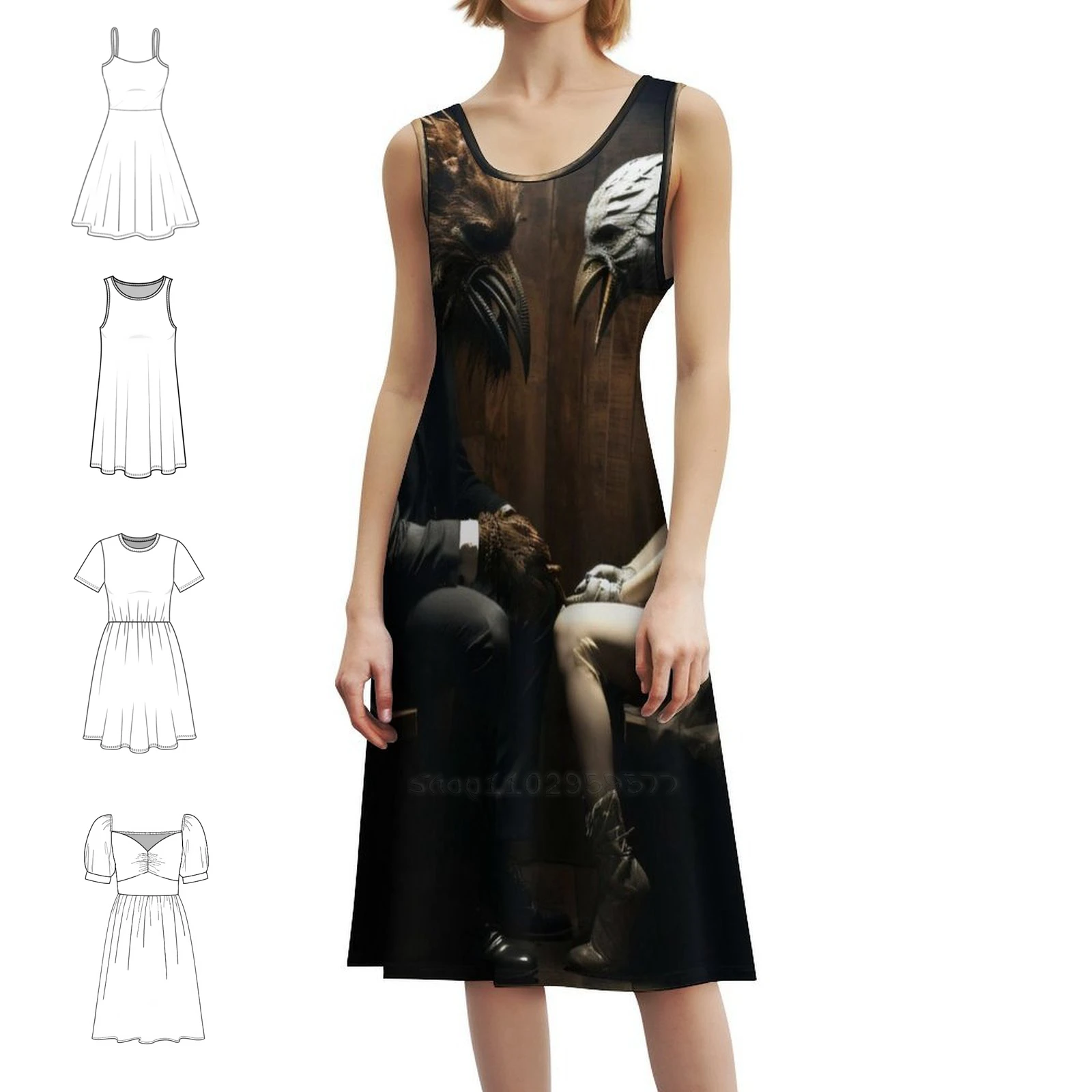 الغرق في التقطيع فستان بوهيمي عتيق بأكمام منتفخة أو خيارات بلا أكمام للنساء فستان عواطف الشعور المفقود