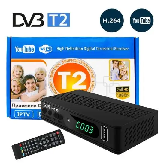 DVB-T2 TV Box Set Top Box Satellite TV Receiver HD Digital TV Receptor H.264 Decoder Supports WIFI For Indonesia Russia DVB T2