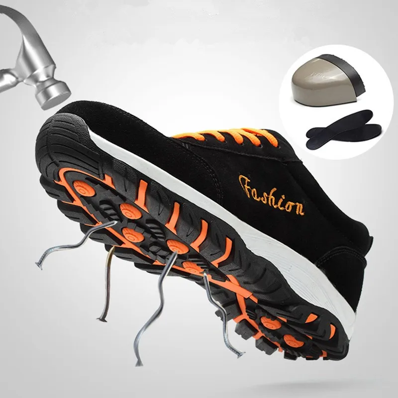 

Men's Steel Toe Boots Work Safety Plus Size Outdoor Tennis Breathable Protective Puncture-proof Safety Shoes for Men Labor Shoes