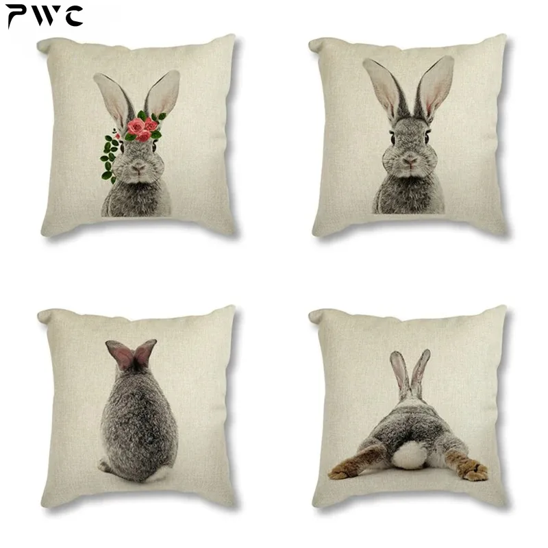 

Animal Rabbit Deer Flower Crown Nursery Printed Decorative Cushion Cover Pillow Case Nordic Cushion Cover Sofa Car Decoration