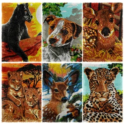 Wool Animals smyrna Latch DIY Rug Making Kit Embroidery Carpet Set canvas Embroidery Crochet Yarn latch hook kits Adults package