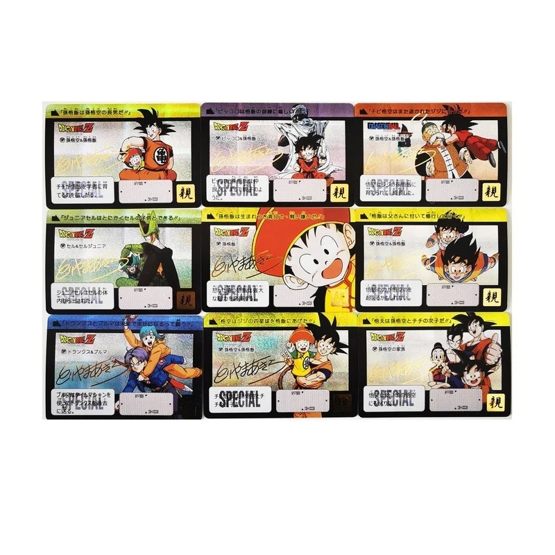 9pcs/set Dragon Ball Z Family Affection Signature Super Saiyan Goku Vegeta Hobby Collectibles Game Anime Collection Cards