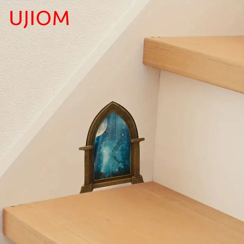 UJIOM 13cm X 9.7cm Anime 3D Door Wall Stickers Personality Graphics Bathroom Vestibule Decals Simple Room Decoration Accessories