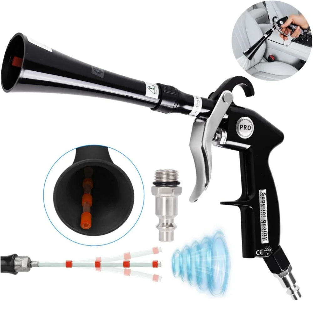 High Pressure Dust Blowing Gun Tornado Air Blow Car Wash Gun Efficient Dry Cleaning Gun Professional Car Interior Cleaning Tools