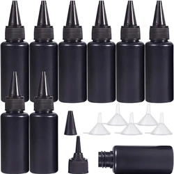 5 pezzi bottiglia morbida di plastica vuota cilindro in HDPE nero con bottiglie di colla a prova di luce superiore a punta intrecciata per resina UV, colla, liquidi