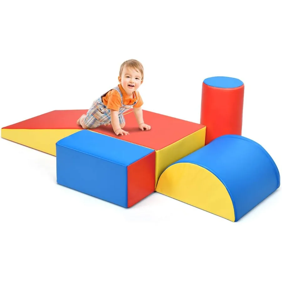 

Costzon Crawl and Climb Foam Play Set 5 Piece Lightweight Interactive Set in Pale Red Soft Foam Material for 's Indoor Fun Pres
