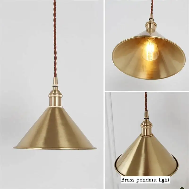 ヴィンテージインダストリアルペンダントライト - レトロロフト真鍮天井ランプ、E27ソケット付き、吊り下げシャンデリア、送料無料、素晴らしい価格