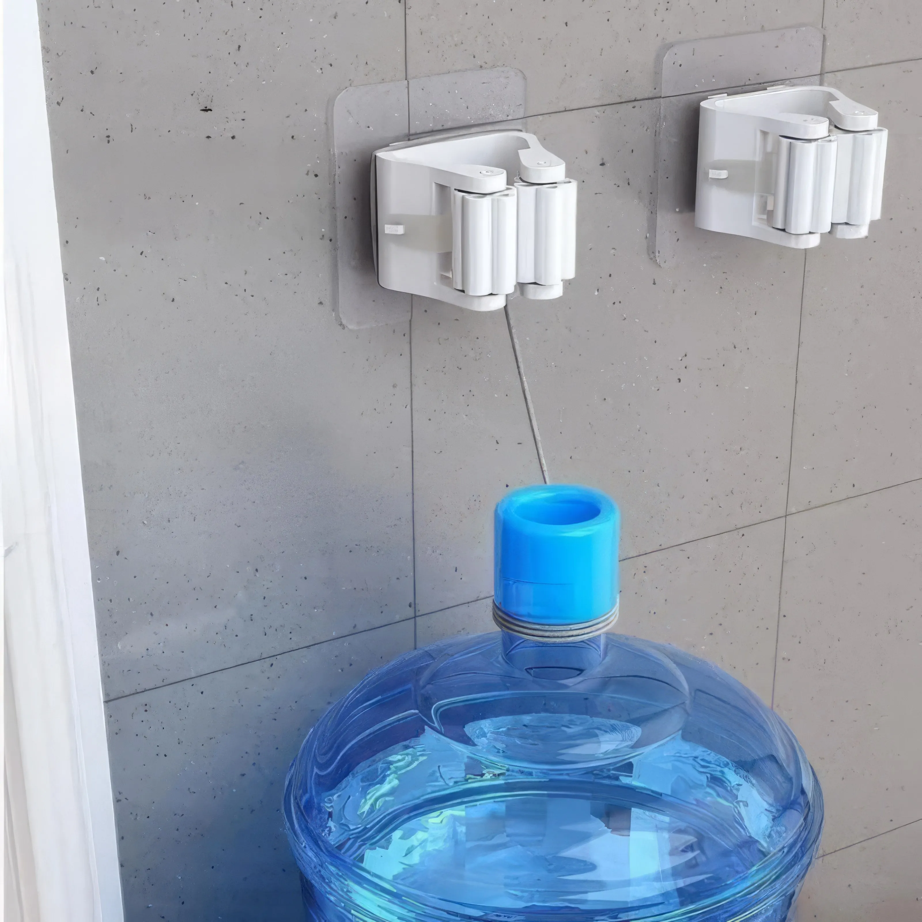 4-piece Non Drilling Mop Holder, Wall Mounted Installation Without Drilling, Practical Hook, Suitable for Bathrooms and Toilets - Detail 1