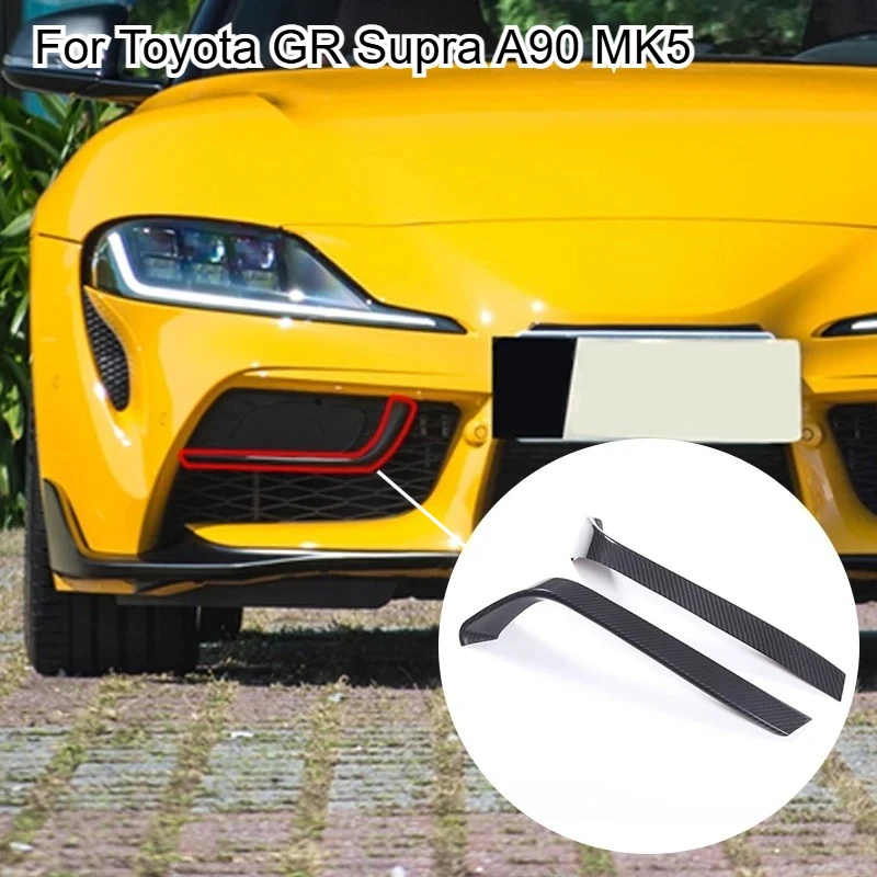 

Fit For Toyota GR Supra A90 MK5 2019-2025 Carbon Fiber Car Front Bumper Fog Light Frame Cover Trim Car Exterior Accessories