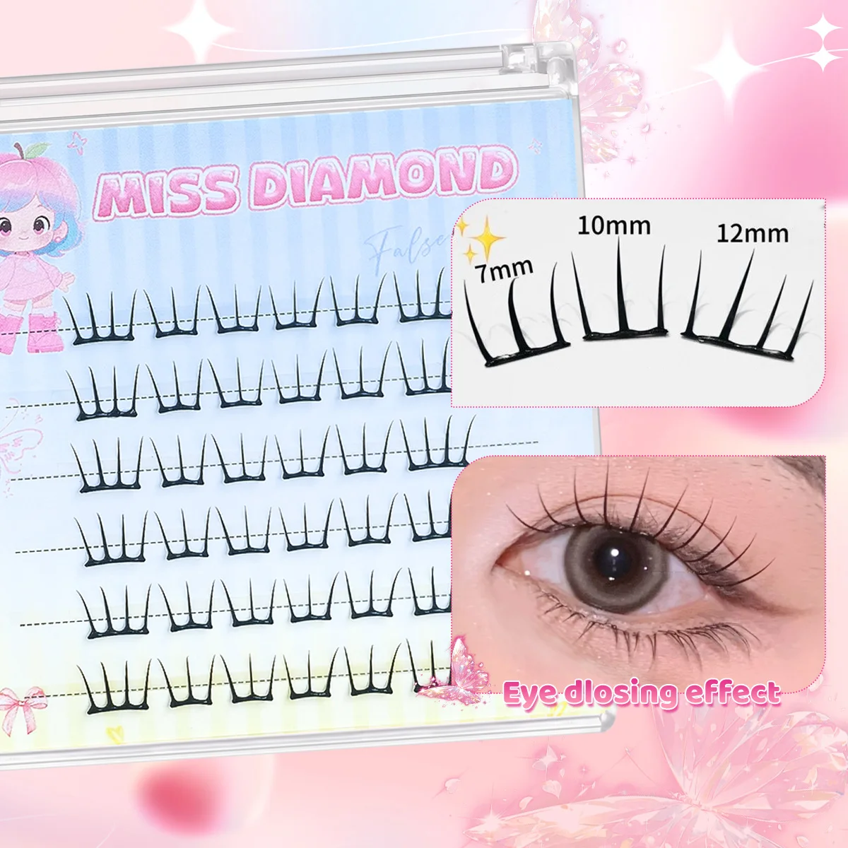 Pestañas K-pop sin pegamento: naturales y esponjosas, agrandamiento instantáneo, usables para un aspecto sin maquillaje, livianas y rizadas