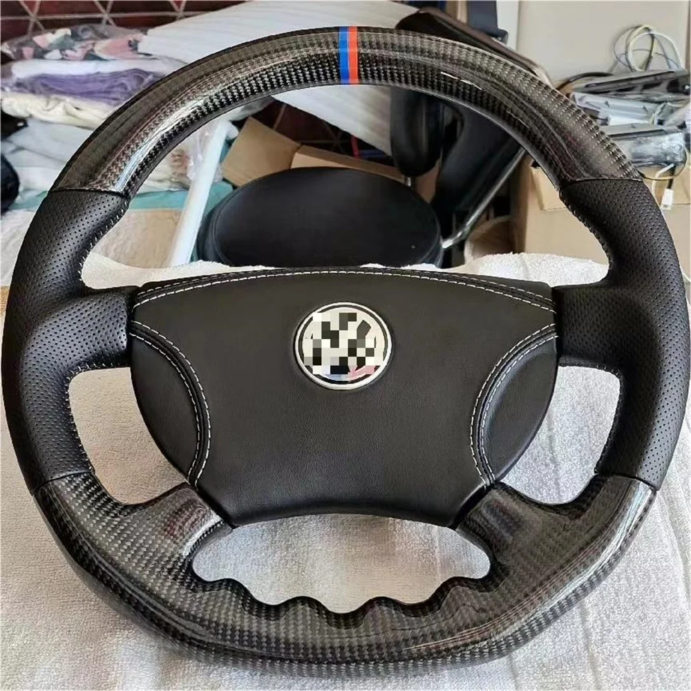 Replacement Real Carbon Fiber Steering Wheel with Leather for VW Volkswagen Santana