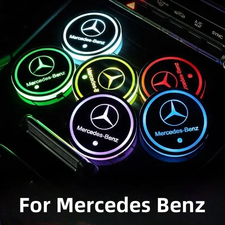 

1pcs Car Water Cup Coaster For Mercedes Benz W250 X253 X205 GLC/GLE-class Auto Interior Atmosphere Light Coaster LED Illuminated