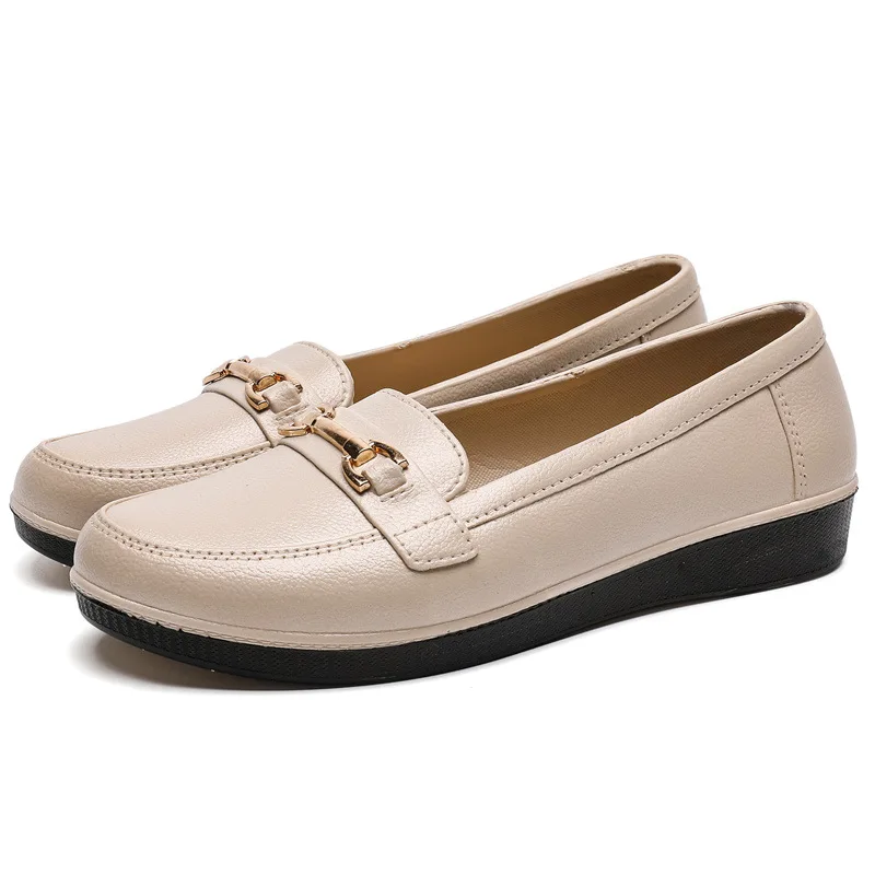 

New Women's Leather Loafers Flats Soft Comfortable Non-slip Light Sole Casual Work Shoes Fashion Versatile Round Toe Footwear
