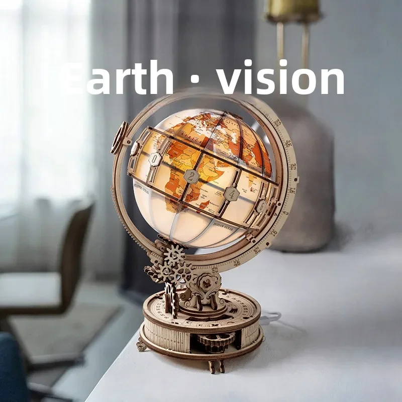 

Globe Vision DIY handmade wooden assembly gift creative desktop New Year's ornament