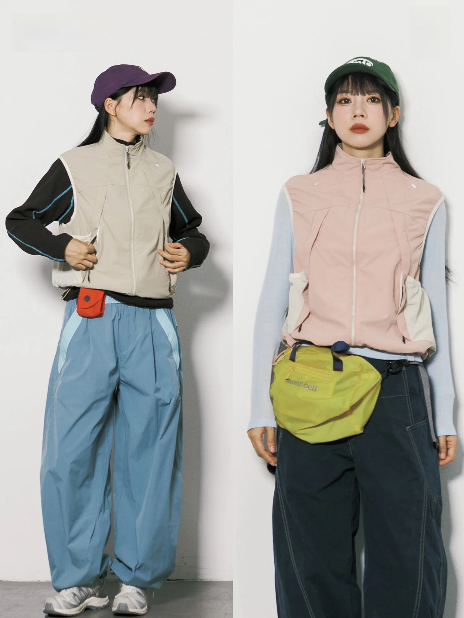 Outdoor Women's Lightweight Vest RCDB Windproof Water-Resistant Patchwork Stand Collar Multi-Pocket Functional Workwear Jacket