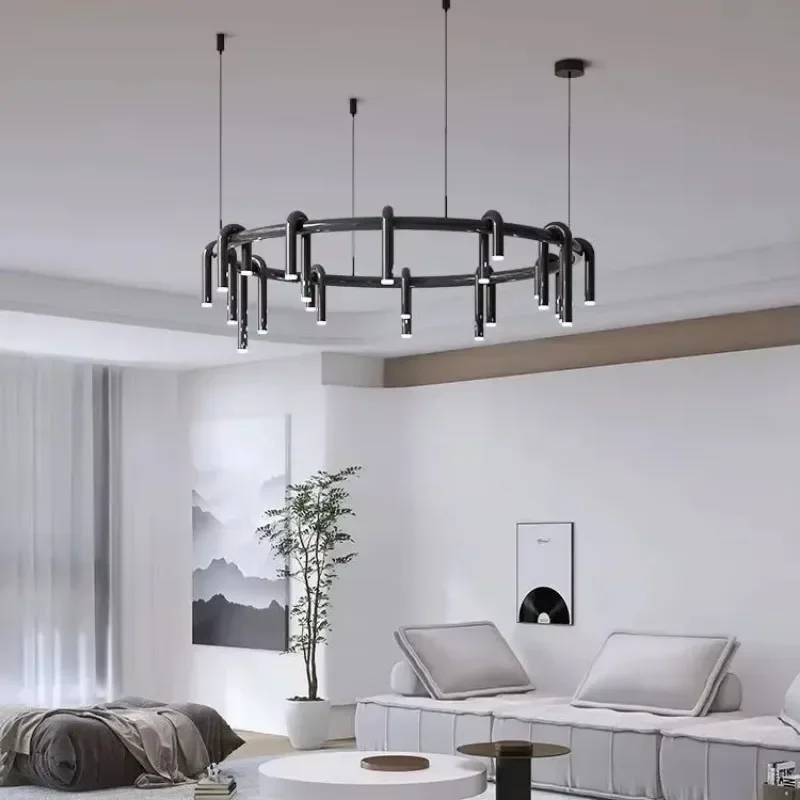 

Modern Designer's U-shaped Chandelier Water Pipe Long Strip Restaurant Bar Coffee Shop Bedroom Living Room Creative Fixtures