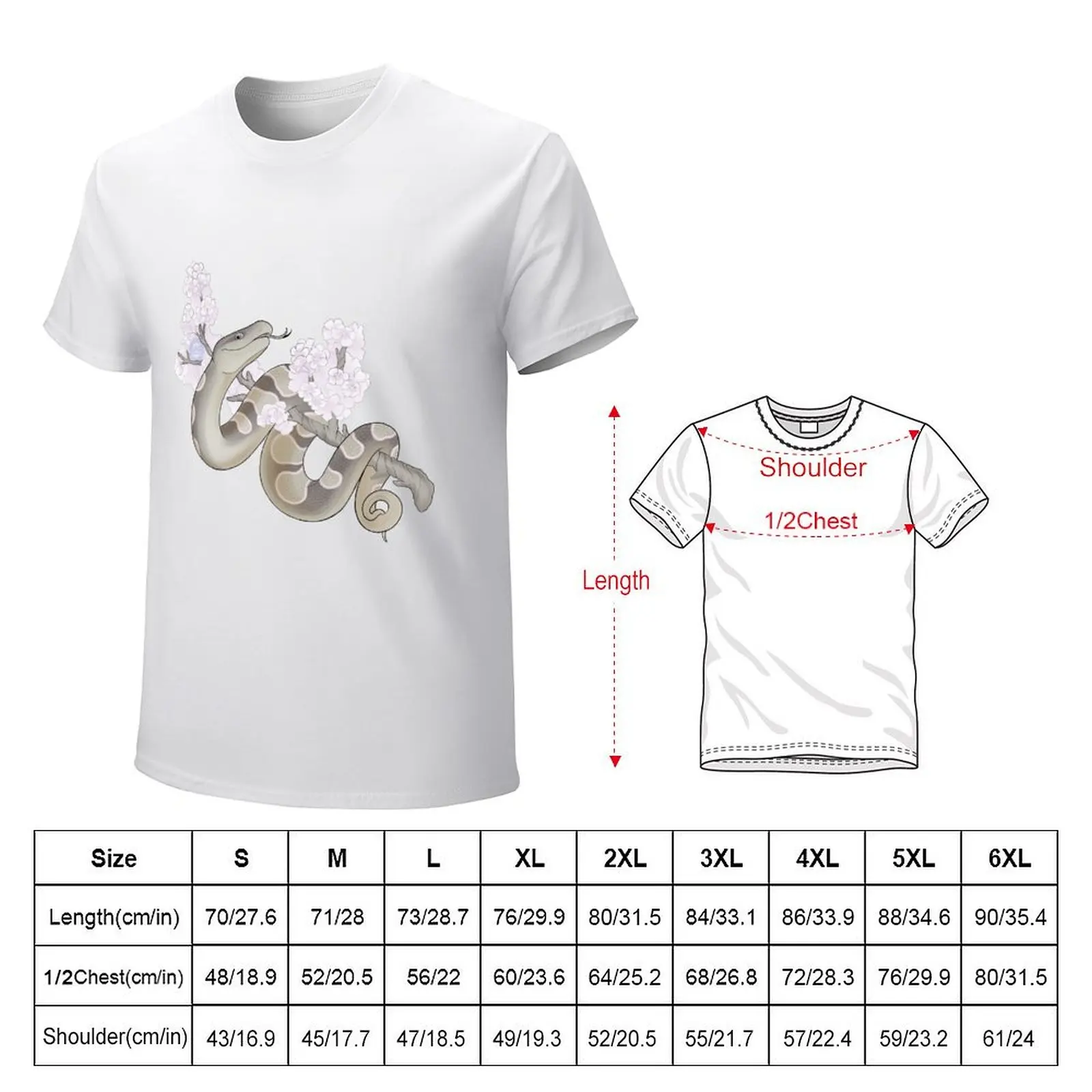 White Sakura Ball Python: Pewter T-shirt heavyweights sweat summer clothes mens graphic t-shirts funny