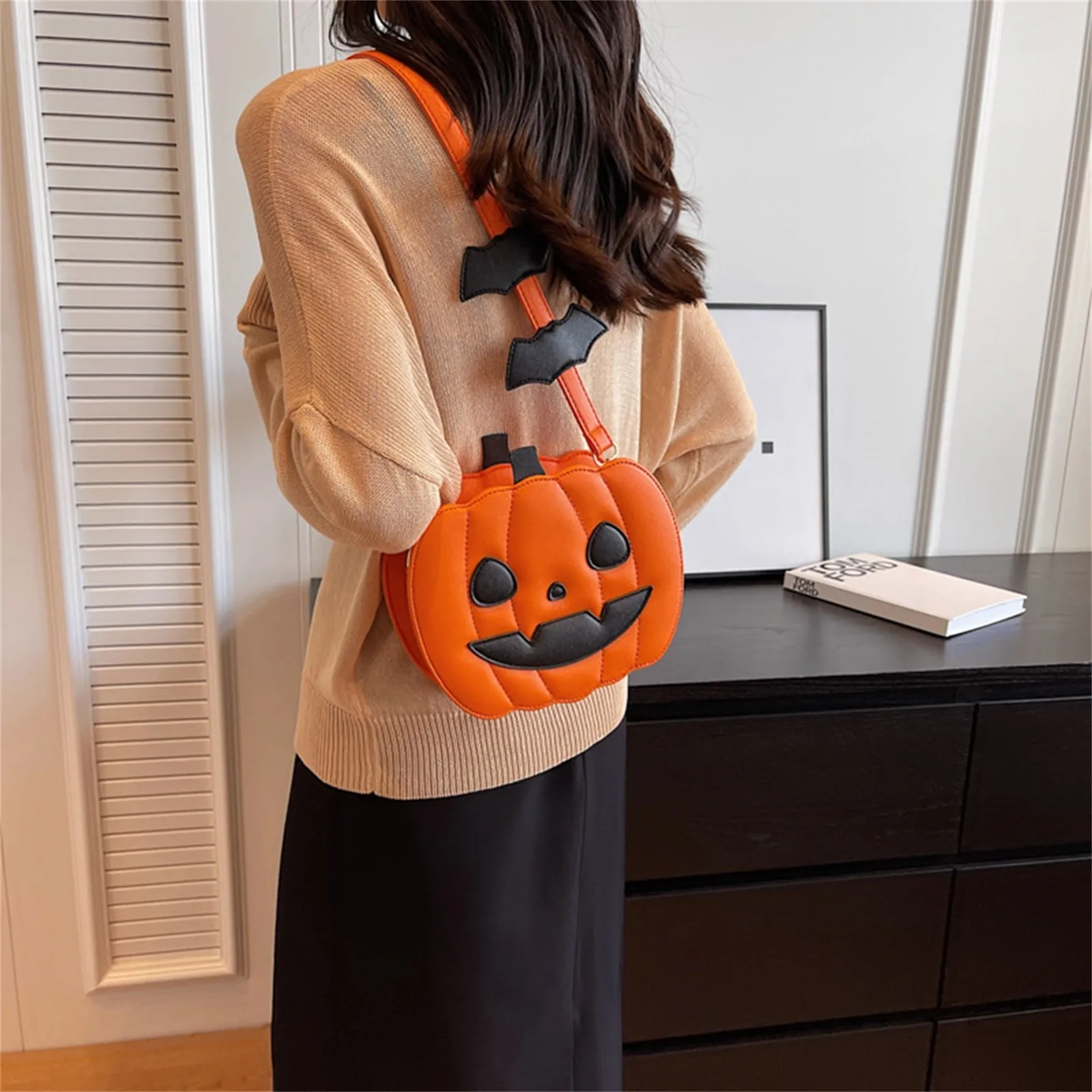 Enchanting Halloween Pumpkin Bag Devilish Style With Ghost Skull Accent Fashion Purse For Women & Girls