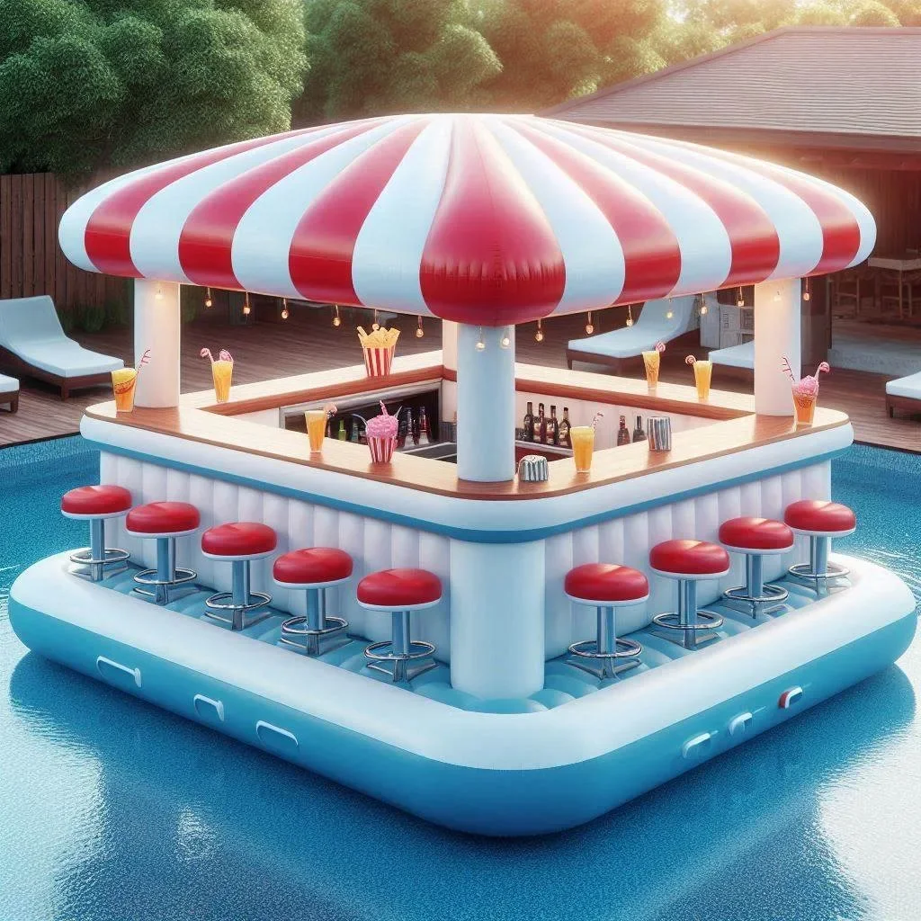 Modern Luxury PVC Inflatable Floating Pool Bar Foldable & Portable Home and Party Backyard Raft for Water Celebrations