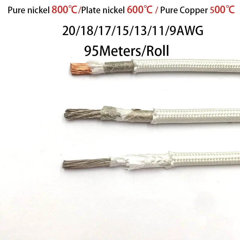 Pure Copper/Nickel 500 ℃ 600℃ 800℃ Mica High Temperature Wire Single Core20/18/17/15/13/11/9AWG Flame Retardant Heating Cable