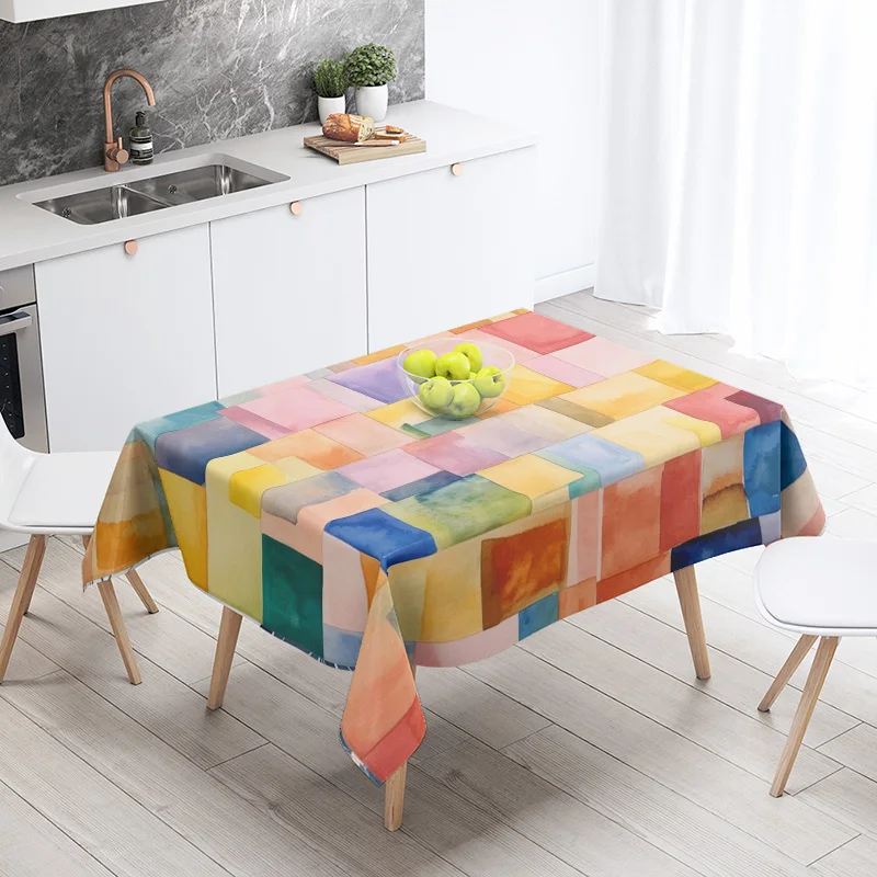 Nordic Minimalist Geometric Tablecloth 140X200cm Machine Washable Ins Style Dining Tablecloth Household Living Room Decorative