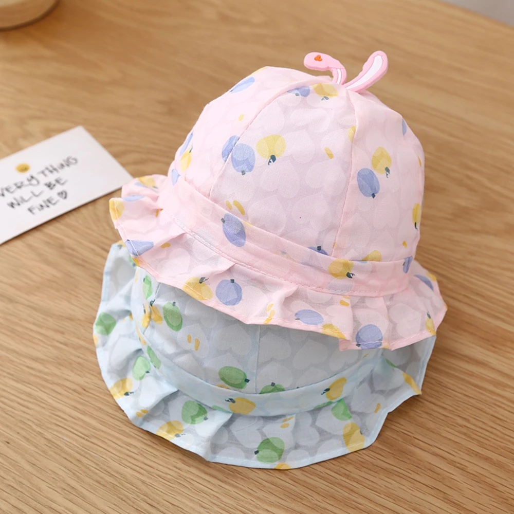 Printed Baby Fisherman Hat Drawstring Boys Girls Sun Visor Korean Spring Autumn Thin Baby Bucket Hats Caps For Kids 0-3 Months