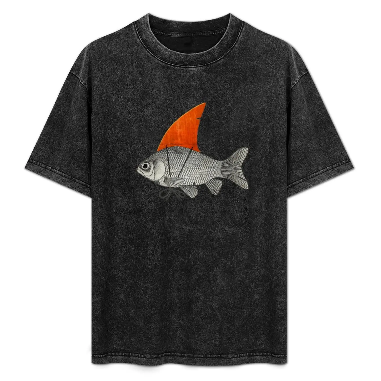 Goldfish with a Shark Fin T-Shirt Large Size Casual Tee Shirt