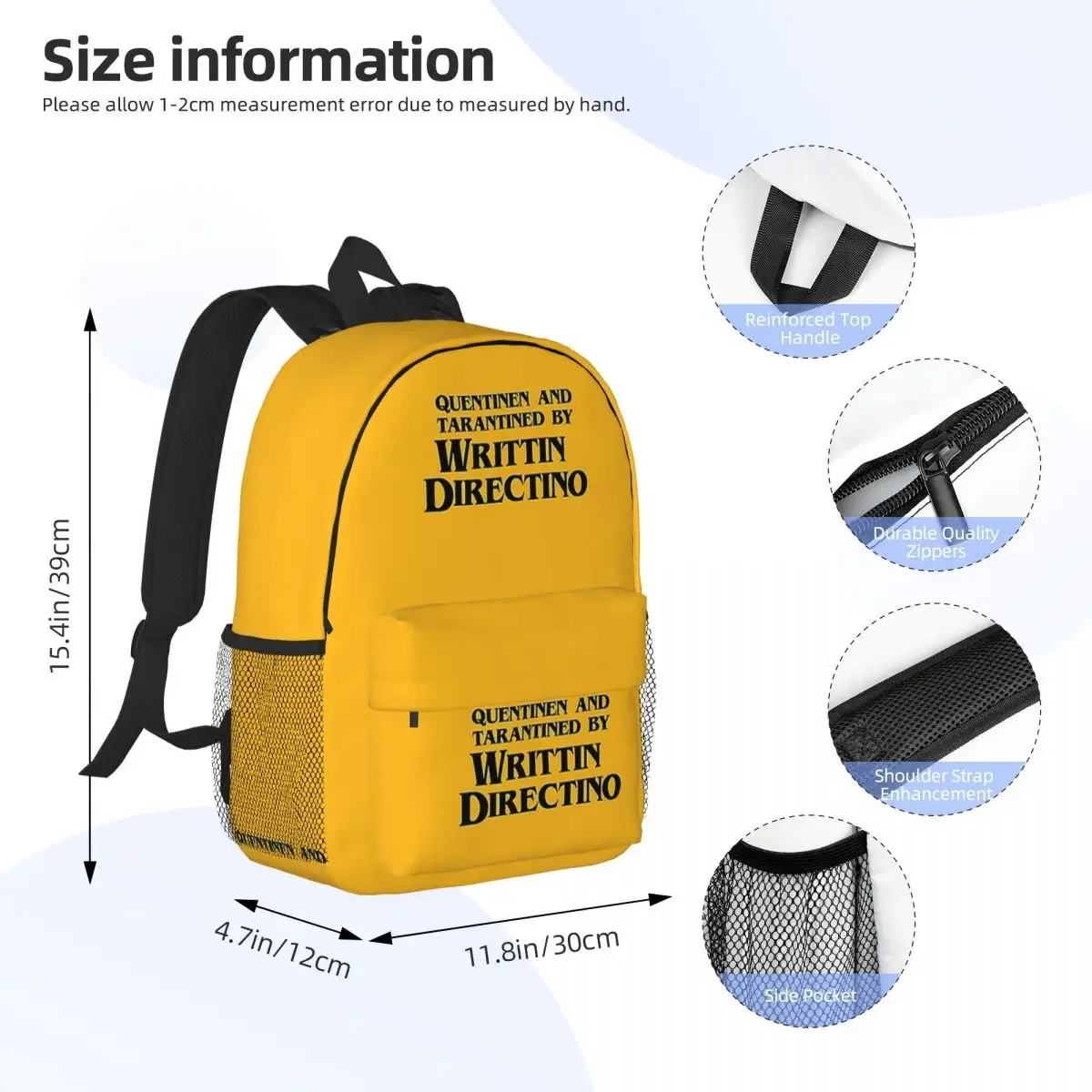 Quentined And Tarantined By Writtin Directino Backpack Teenager Bookbag Cartoon Children School Bag Laptop Rucksack Shoulder Bag