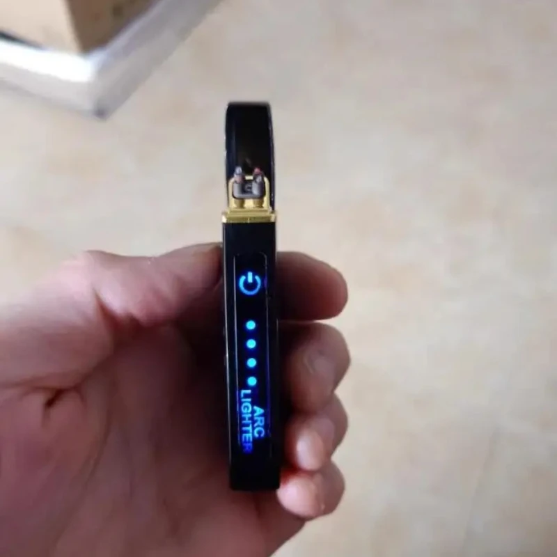 

Новая уличная ветрозащитная металлическая зажигалка с двойной дугой, USB-зарядка, сенсорное управление, аксессуары для курения, подарок для мужчин