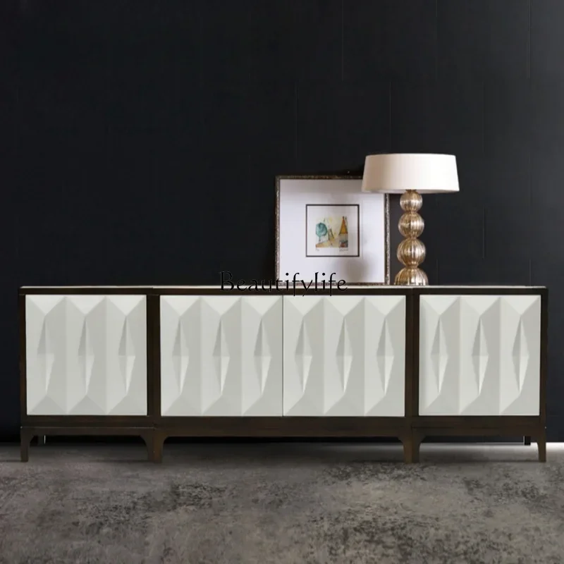 

jj *European simple modern light luxury furniture TV cabinet American minimalist style solid wood living room dining side entran