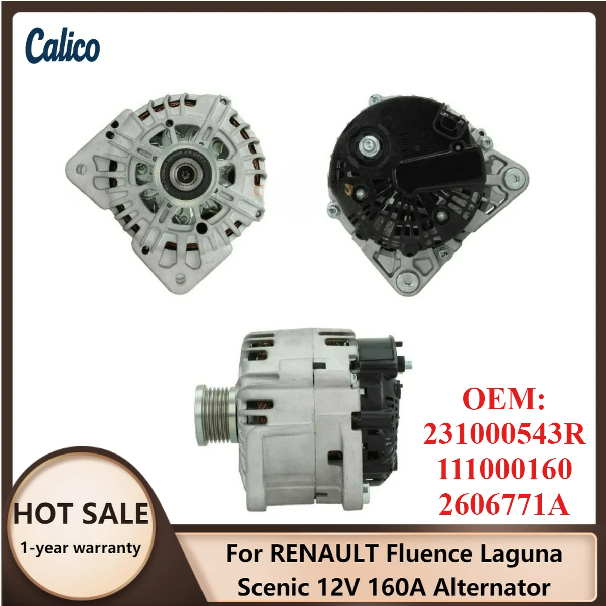 

The Ultimate Details Are Suitable for RENAULT Fluence Laguna Scenic 12V 160A Alternator 231000543R 111000160 2606771A