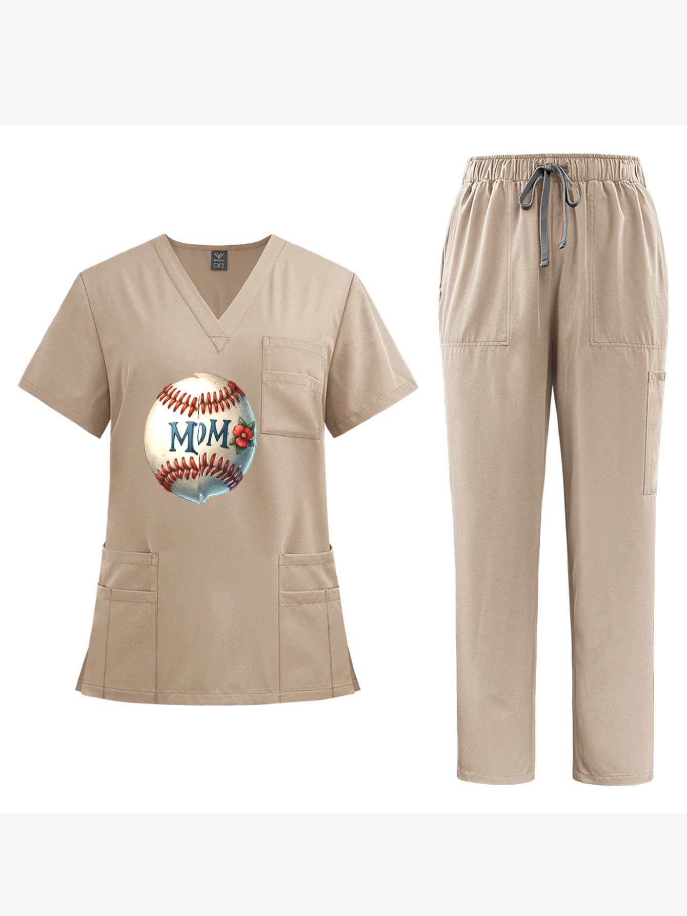 V-Neck Short-Sleeve Workwear Set Unisex Scrubs Surgical Gown Hospital Nurse Uniform Workshop Waiter Overalls