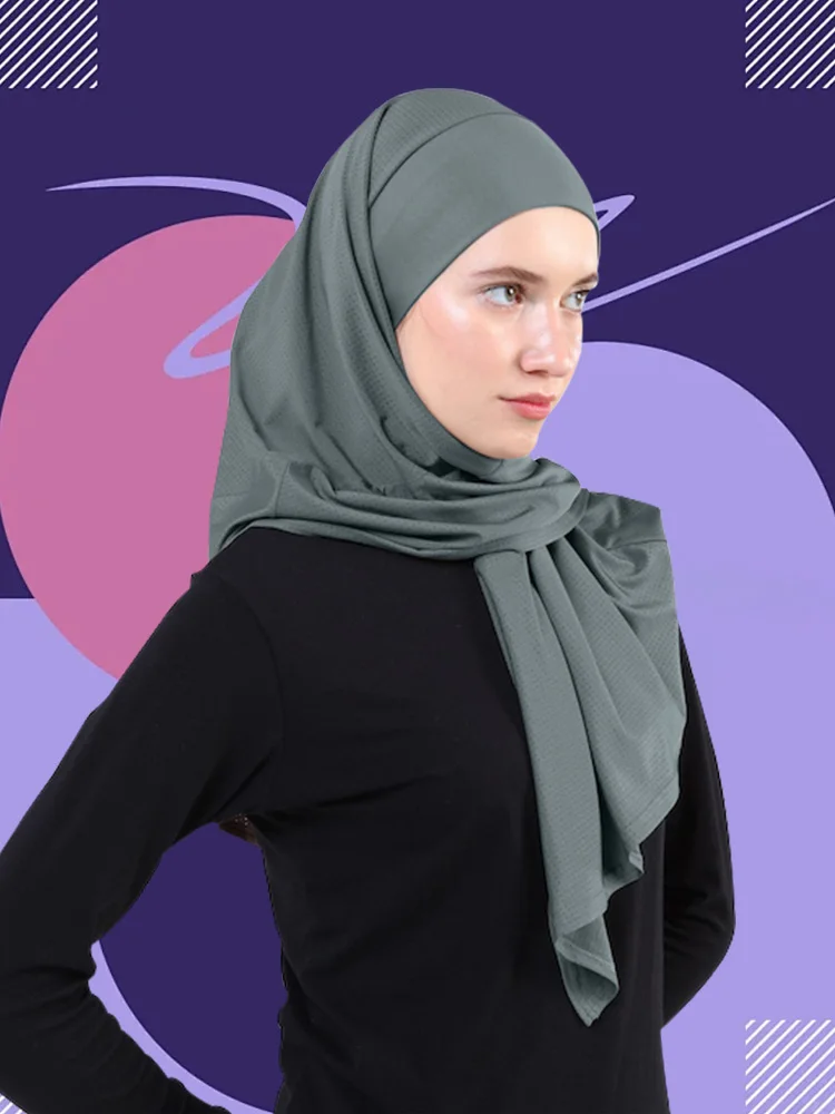 Hijab interior deportivo para mujer, diadema islámica, listo para usar turbante, gorro interior liso musulmán