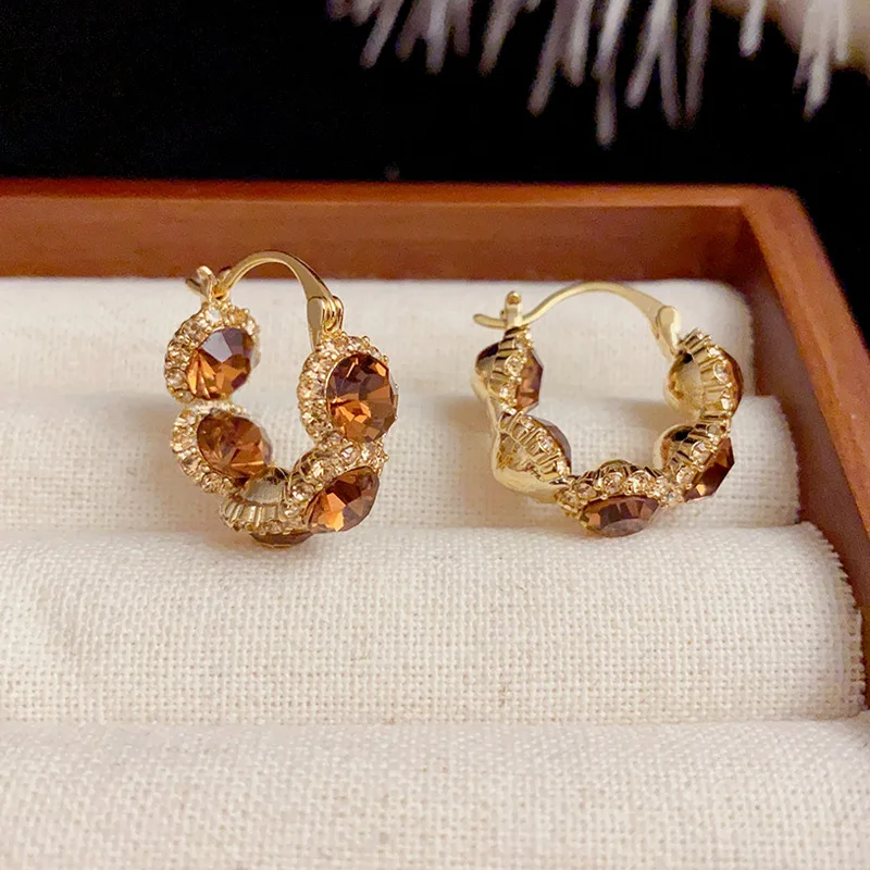 

Vintage 925 Silver Needle 14k gold plating Zircon Round Hoop Earrings For Women exquisite Fine Jewelry Linght luxury Accessories