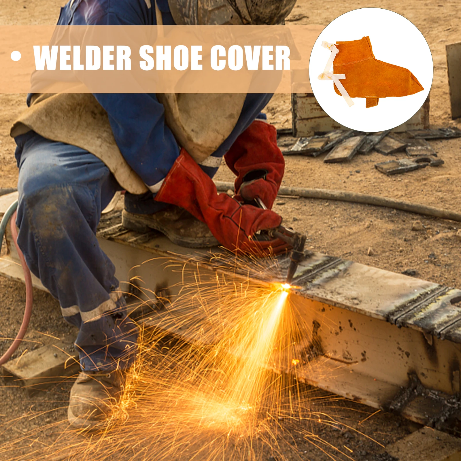 

1 Pair Welder Shoe Covers Cowhide Protective Boot Covers Durable Double Layer Insulated Welder Boot Protector For Factory Work