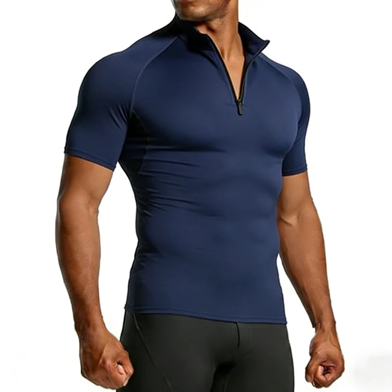 Men Running T Shirt Summer Short Sleeve Gym Fitness Tops Tee Compression Clothing Skinny Black Tights Training Sport T-Shirt Men