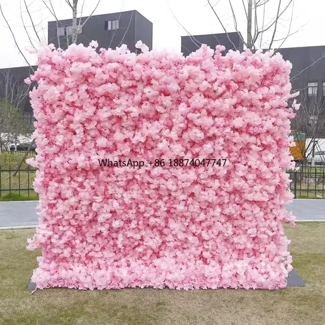 Wholesale Customized design pink Color 5D Artificial Flower Wall Backdrop Floral Wall For Bridal Shower Decoration Wedding Decor