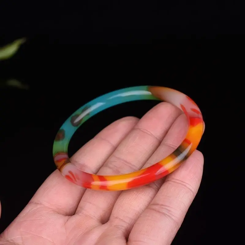 

Golden Silk Jade Chicken Blood Floating Flower Jade Thin Round Strip Bracelet