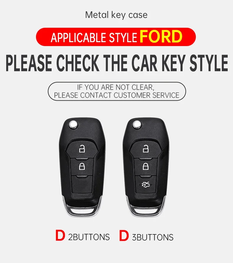 Zinc Metal Leather Car Key Case Shell For Ford Mustang Expedition Edge Explorer Focus Taurus X Escape Accessories Keychain