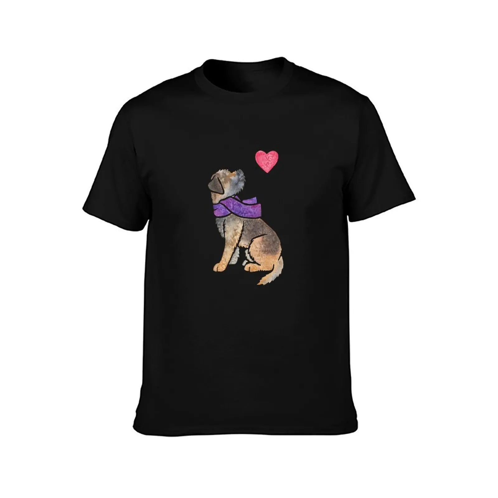 Watercolour Border Terrier T-Shirt, Summer Casual Cotton Tee, Oversized Streetwear Tops, Vintage Graphic Print, Unisex Men Women