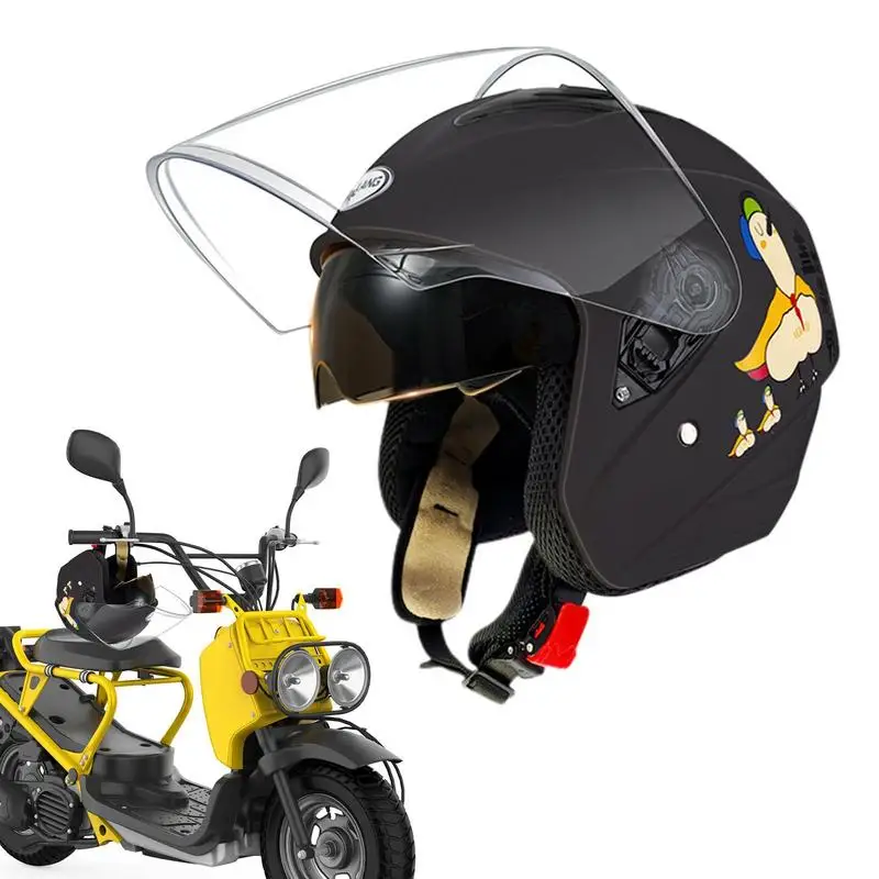 Motorcycle Safety Hat 3/4 Open Face Motorbike Head Protector Anti-Glare Motorcycle Winter Headgear Warm Motorcycle Head