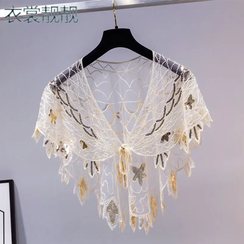 

2024 Summer Woman Hollow Thin Lace Shawl Pullovers Female Short False Collar Sun Protection Loose Pullover Scarves A92