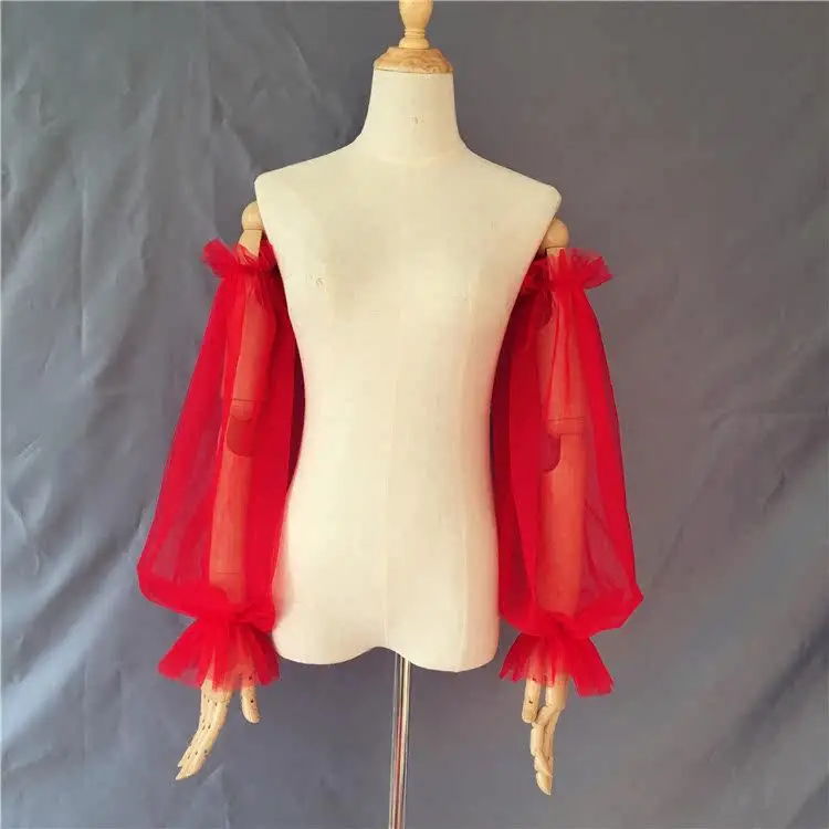 Bridal Wedding Wedding Accessories Sleeves Up and Down Ruffle Cute Princess Sleeves Big Red Sleeves Gloves